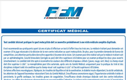 
  Certificat Médical FFM
